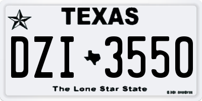 TX license plate DZI3550