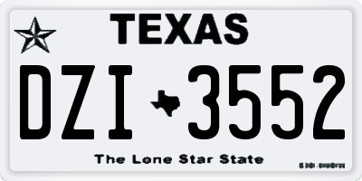TX license plate DZI3552