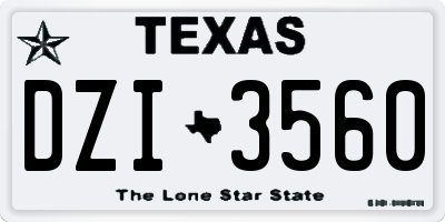 TX license plate DZI3560