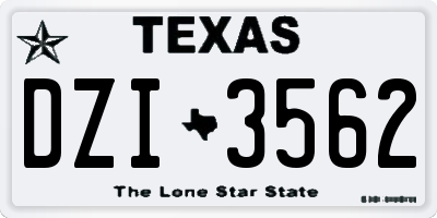 TX license plate DZI3562