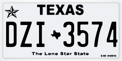 TX license plate DZI3574