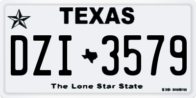 TX license plate DZI3579