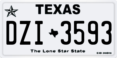 TX license plate DZI3593