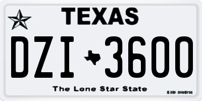 TX license plate DZI3600