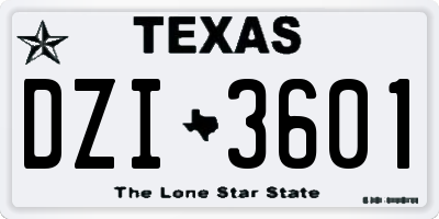 TX license plate DZI3601