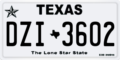 TX license plate DZI3602