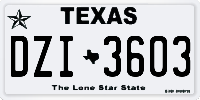 TX license plate DZI3603