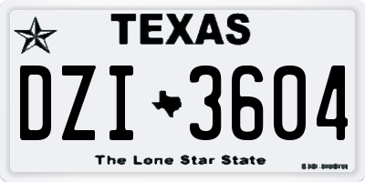 TX license plate DZI3604