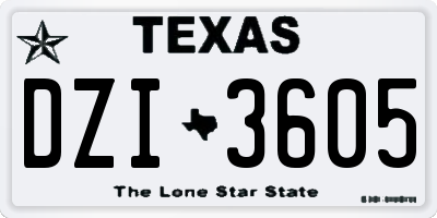 TX license plate DZI3605