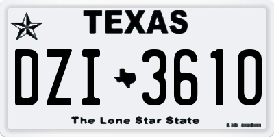 TX license plate DZI3610