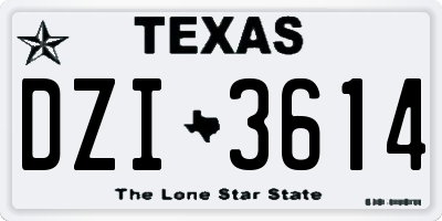 TX license plate DZI3614