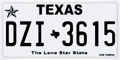 TX license plate DZI3615