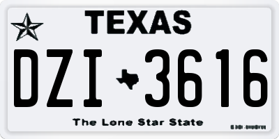TX license plate DZI3616