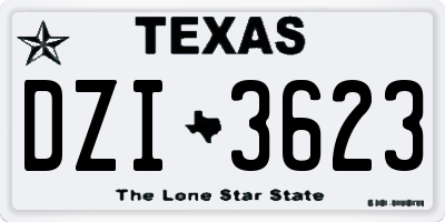 TX license plate DZI3623