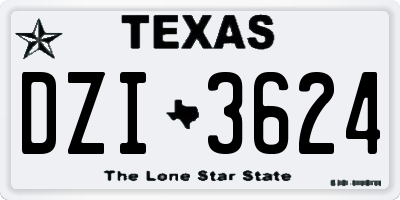 TX license plate DZI3624