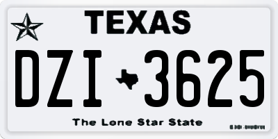 TX license plate DZI3625