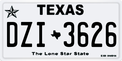 TX license plate DZI3626