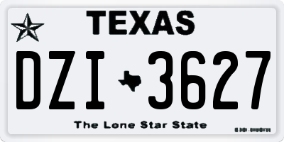 TX license plate DZI3627