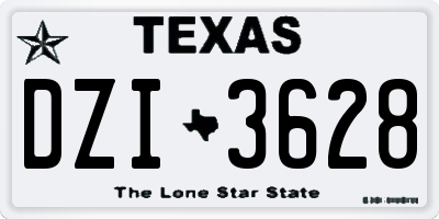 TX license plate DZI3628
