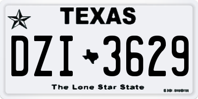 TX license plate DZI3629