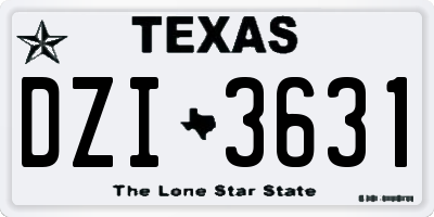 TX license plate DZI3631