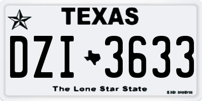 TX license plate DZI3633