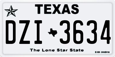 TX license plate DZI3634