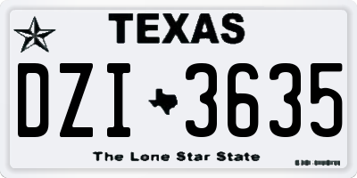 TX license plate DZI3635