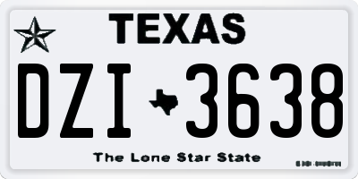 TX license plate DZI3638