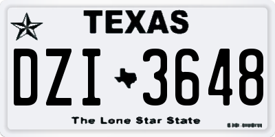 TX license plate DZI3648