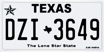 TX license plate DZI3649