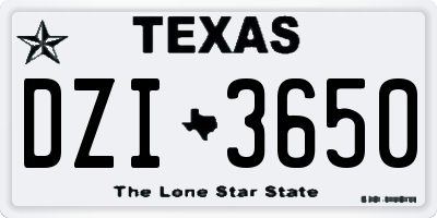 TX license plate DZI3650