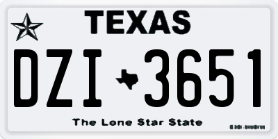 TX license plate DZI3651