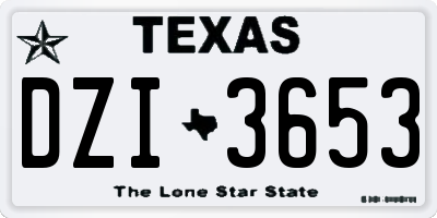 TX license plate DZI3653