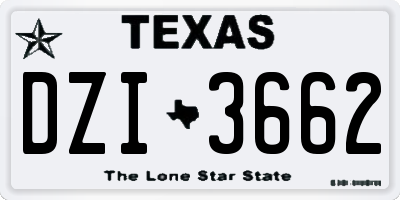 TX license plate DZI3662