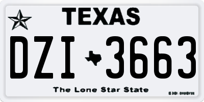 TX license plate DZI3663