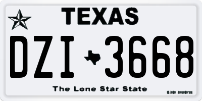 TX license plate DZI3668
