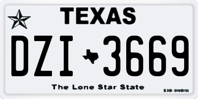 TX license plate DZI3669