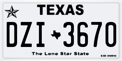 TX license plate DZI3670