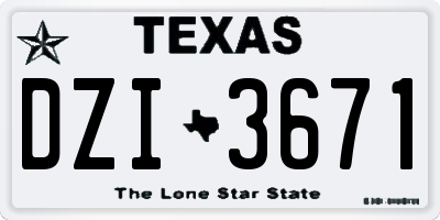 TX license plate DZI3671