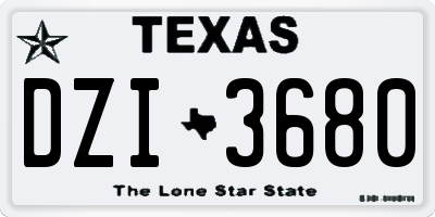 TX license plate DZI3680