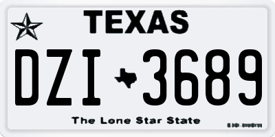 TX license plate DZI3689