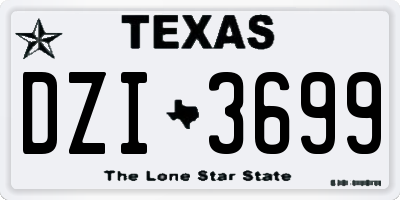 TX license plate DZI3699