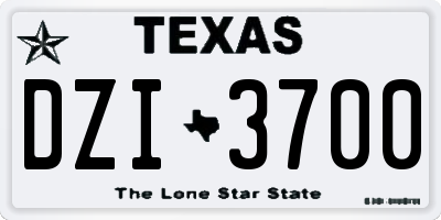 TX license plate DZI3700