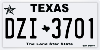 TX license plate DZI3701