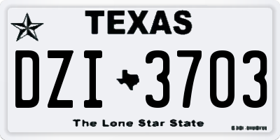 TX license plate DZI3703