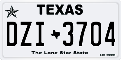 TX license plate DZI3704