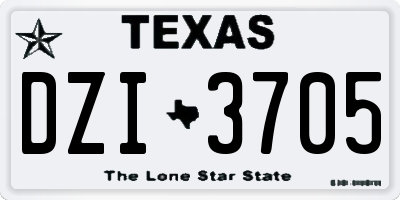 TX license plate DZI3705