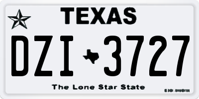 TX license plate DZI3727