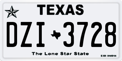 TX license plate DZI3728